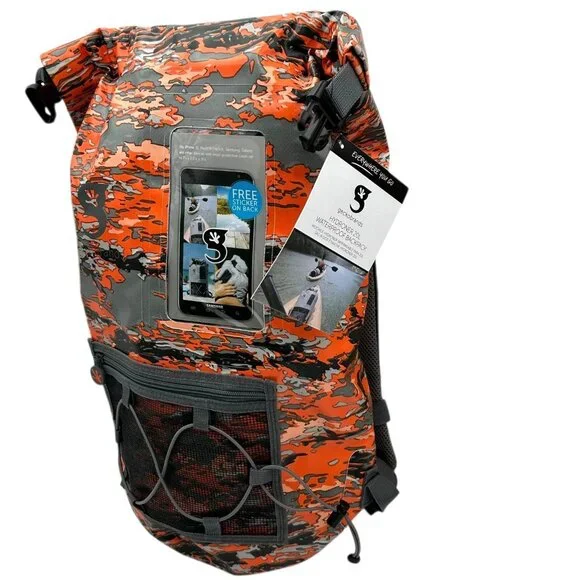 GECOBRANDS Hydroner 20L Camo Dry Bag Waterproof Backpack Orange-Gray Roll Top Backpacks